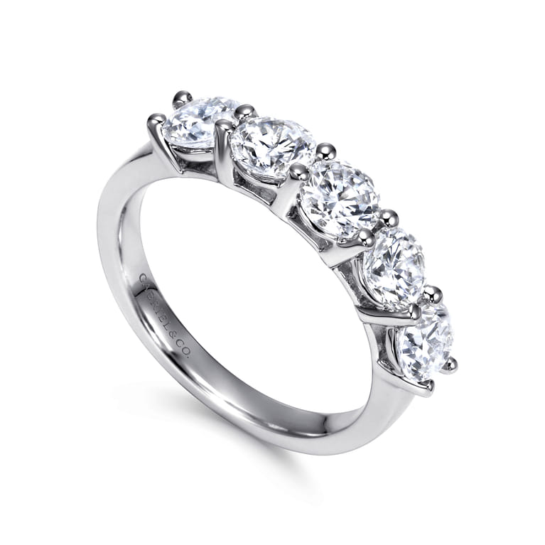 Fancy Wedding Ring in 14k White Gold with Round Natural Diamond at Gabriel & Co. - Shot 3
