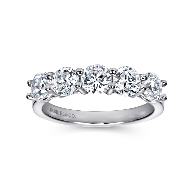 Fancy Wedding Ring in 14k White Gold with Round Natural Diamond at Gabriel & Co. - Shot 4