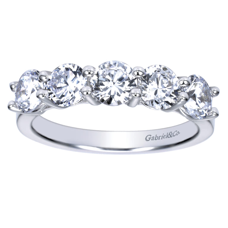 Fancy Wedding Ring in 14k White Gold with Round Natural Diamond at Gabriel & Co. - Shot 5