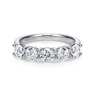 Messina - 14K White Gold Round 5 Stone Shared Prong Diamond Anniversary Band