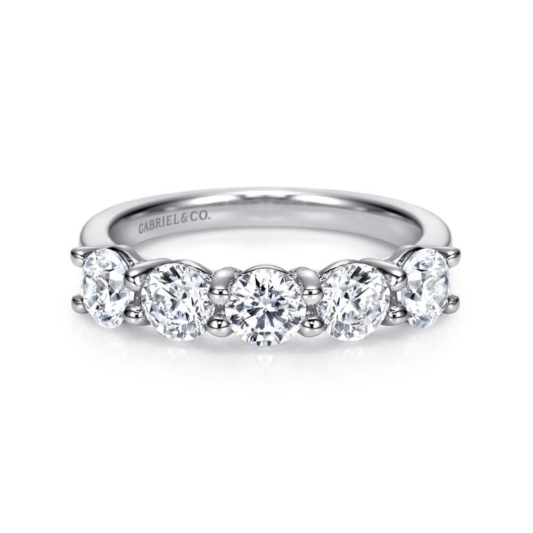 Straight Wedding Ring in 14k White Gold with Round Natural Diamond at Gabriel & Co. - Shot 1