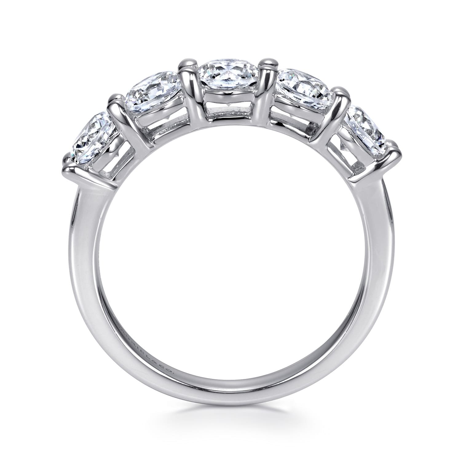 Straight Wedding Ring in 14k White Gold with Round Natural Diamond at Gabriel & Co. - Shot 2