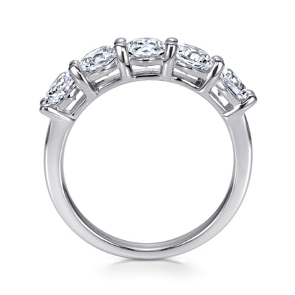 Messina - 14K White Gold Round 5 Stone Shared Prong Diamond Anniversary Band
