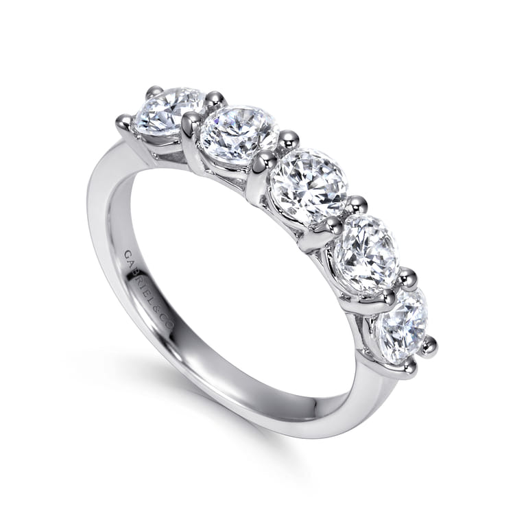 Straight Wedding Ring in 14k White Gold with Round Natural Diamond at Gabriel & Co. - Shot 3