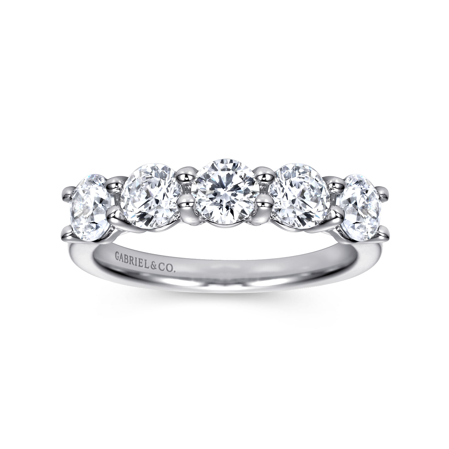 Straight Wedding Ring in 14k White Gold with Round Natural Diamond at Gabriel & Co. - Shot 4