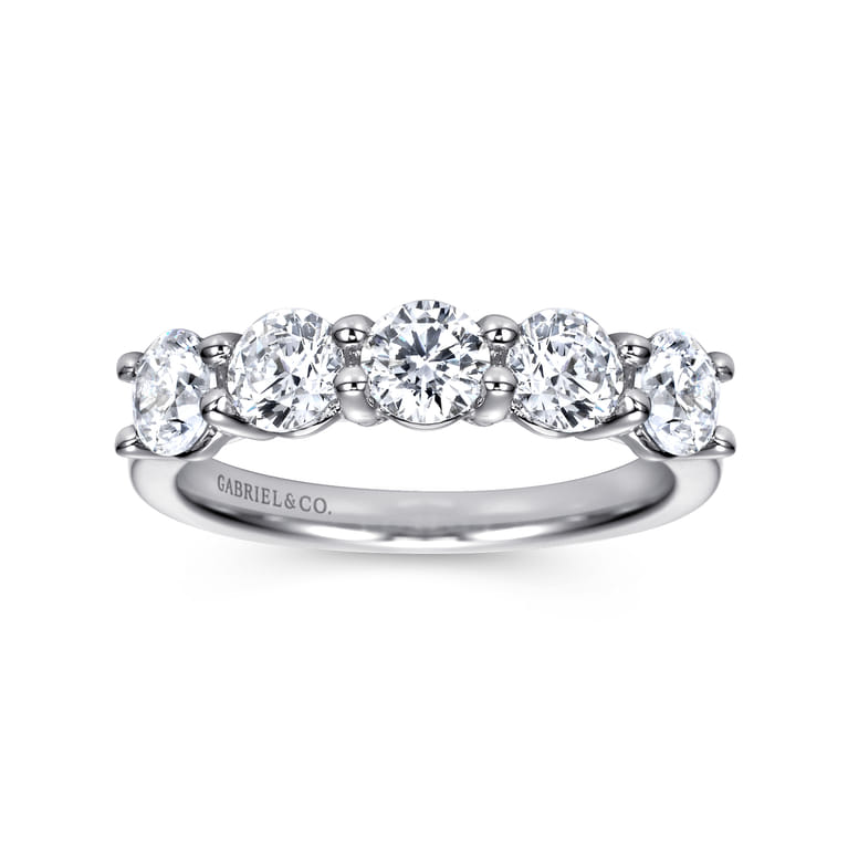 Straight Wedding Ring in 14k White Gold with Round Natural Diamond at Gabriel & Co. - Shot 4