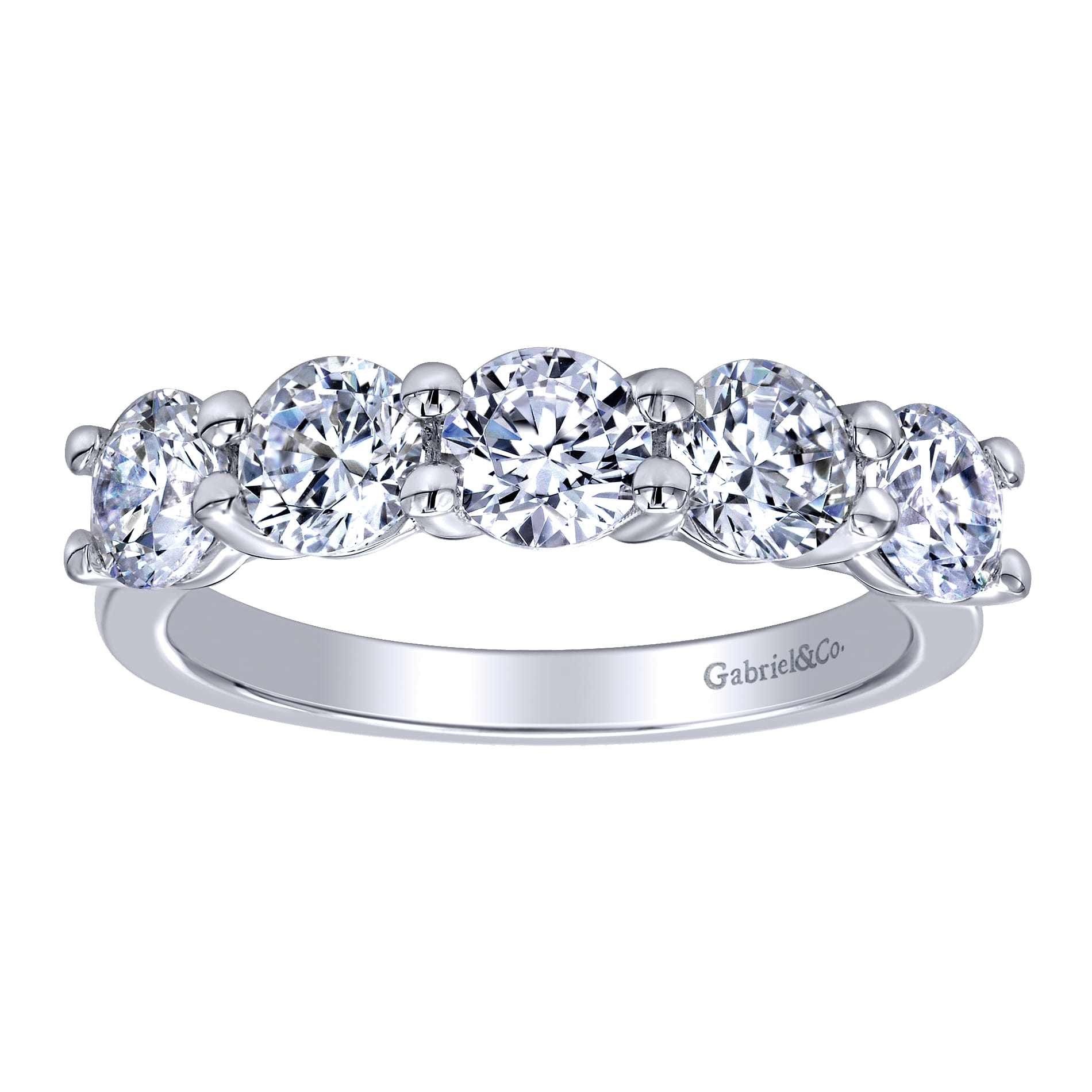 Straight Wedding Ring in 14k White Gold with Round Natural Diamond at Gabriel & Co. - Shot 5