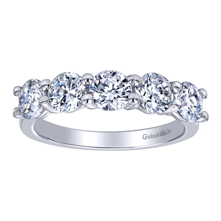 Straight Wedding Ring in 14k White Gold with Round Natural Diamond at Gabriel & Co. - Shot 5