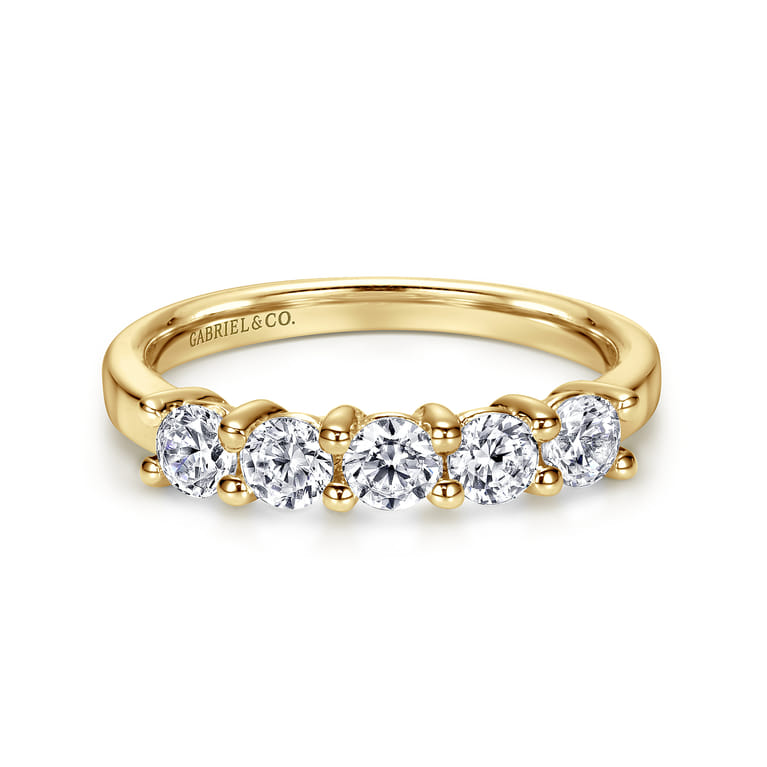 Straight Wedding Ring in 14k Yellow Gold with Round Natural Diamond at Gabriel & Co. - Shot 1