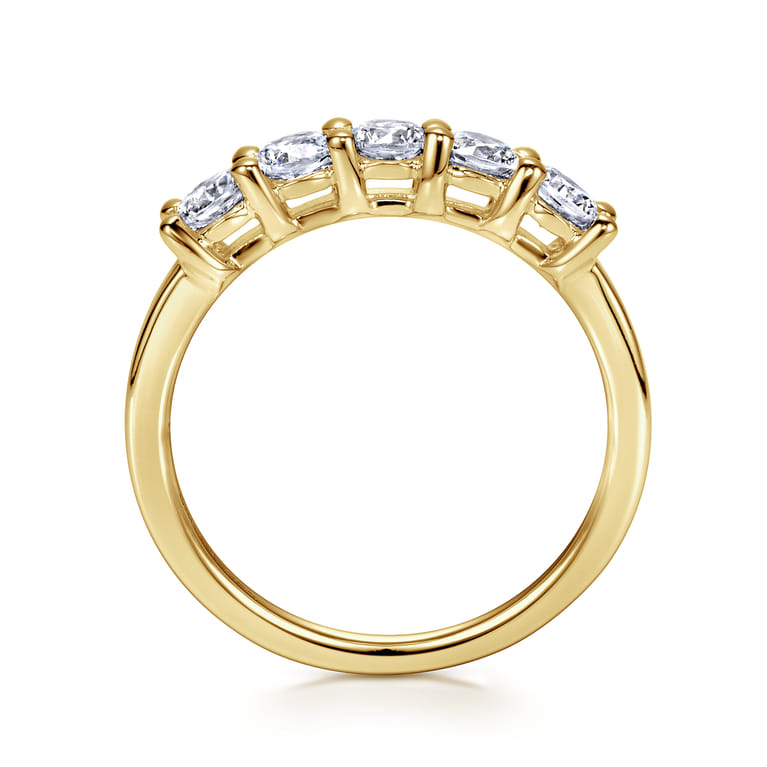 Straight Wedding Ring in 14k Yellow Gold with Round Natural Diamond at Gabriel & Co. - Shot 2