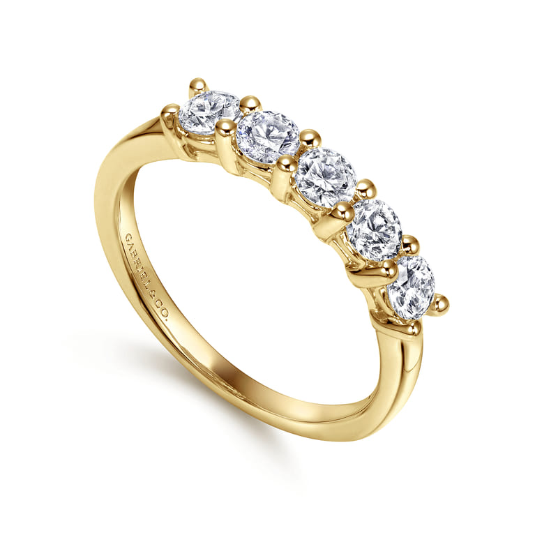 Straight Wedding Ring in 14k Yellow Gold with Round Natural Diamond at Gabriel & Co. - Shot 3