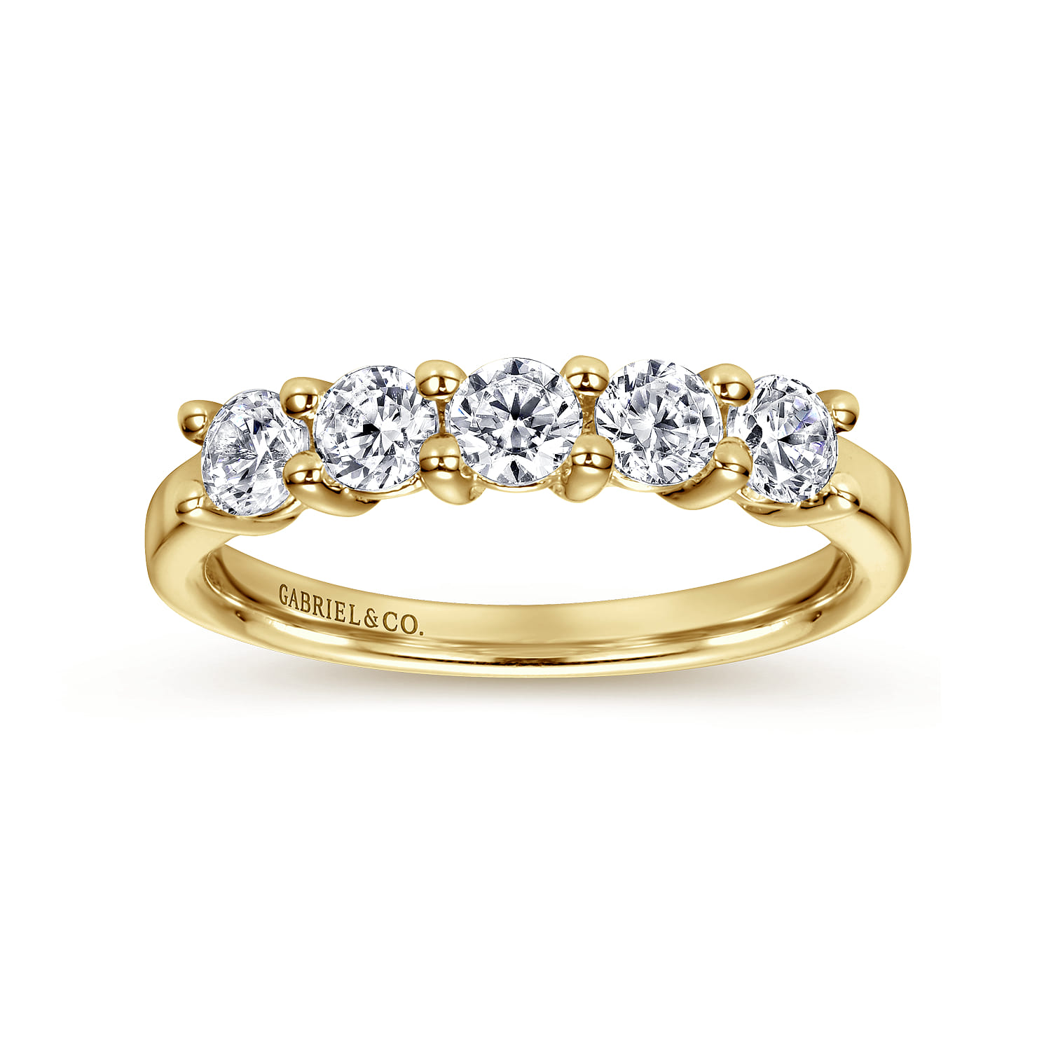 Straight Wedding Ring in 14k Yellow Gold with Round Natural Diamond at Gabriel & Co. - Shot 4