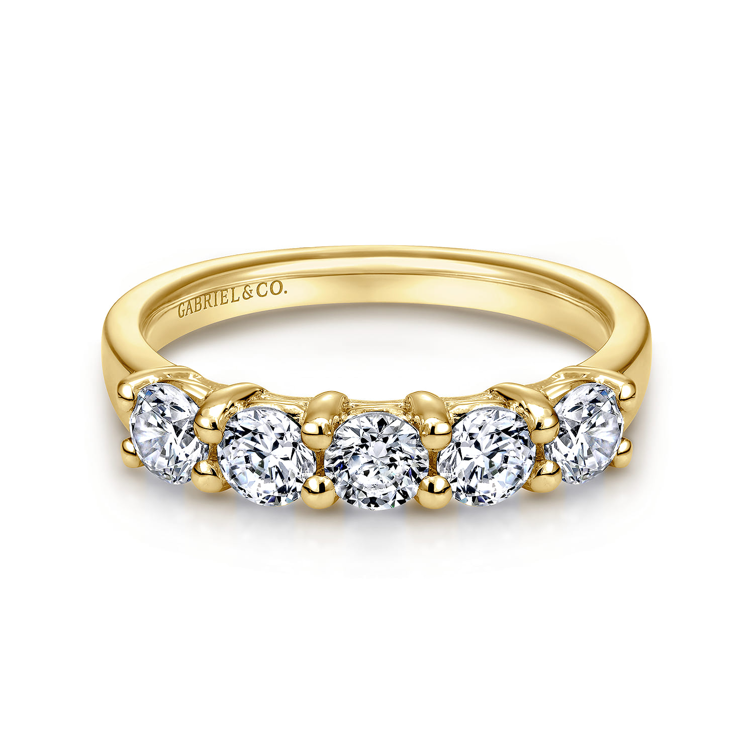 Fancy Wedding Ring in 14k Yellow Gold with Round Natural Diamond at Gabriel & Co. - Shot 1