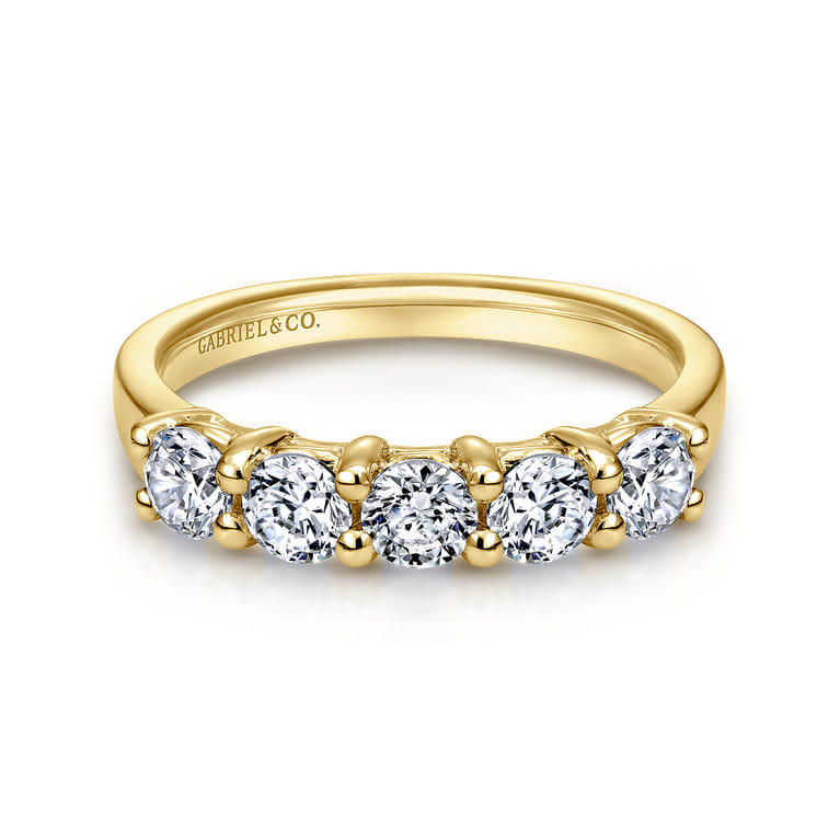 Fancy Wedding Ring in 14k Yellow Gold with Round Natural Diamond at Gabriel & Co. - Shot 1