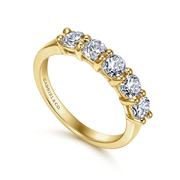 Fancy Wedding Ring in 14k Yellow Gold with Round Natural Diamond at Gabriel & Co. - Shot 3
