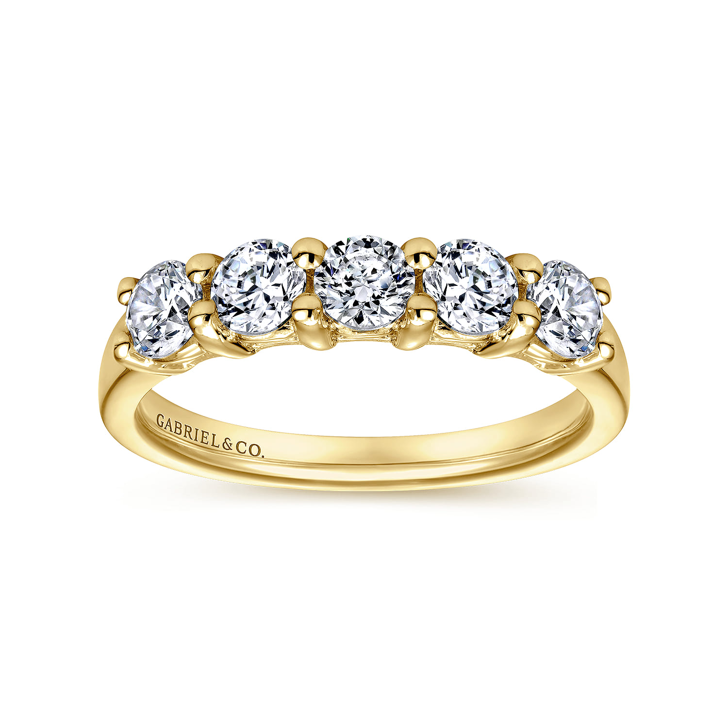 Fancy Wedding Ring in 14k Yellow Gold with Round Natural Diamond at Gabriel & Co. - Shot 4