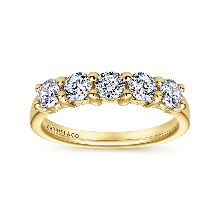 Fancy Wedding Ring in 14k Yellow Gold with Round Natural Diamond at Gabriel & Co. - Shot 4