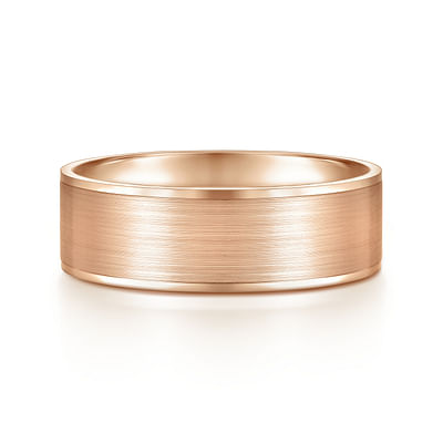 Michael - 14K Rose Gold 7mm - Men's Wedding Band in Satin Finish