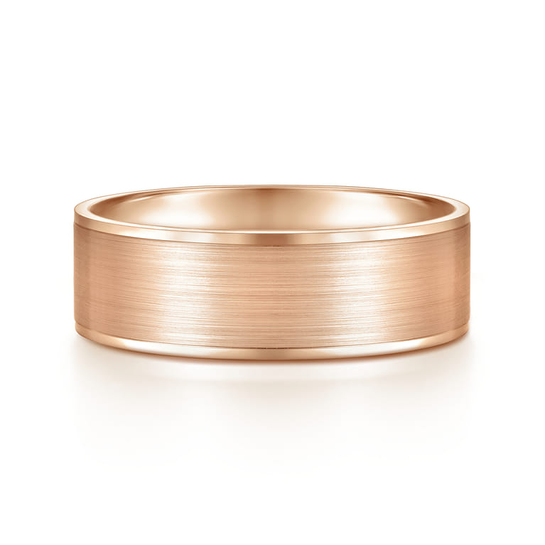 Michael - 14K Rose Gold 7mm - Men's Wedding Band in Satin Finish - Shot 1