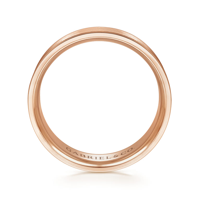 Michael - 14K Rose Gold 7mm - Men's Wedding Band in Satin Finish - Shot 2
