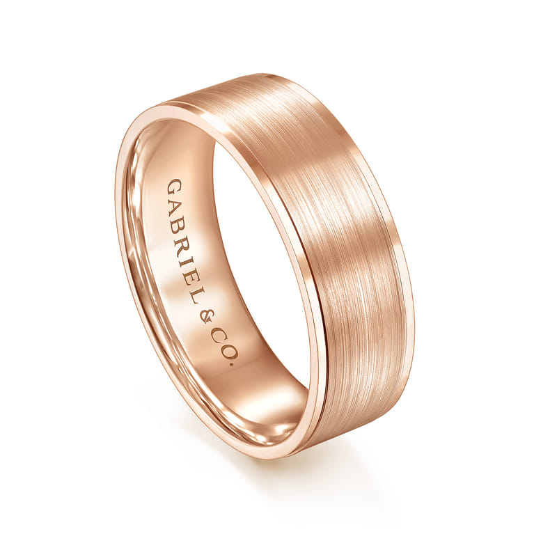 Michael - 14K Rose Gold 7mm - Men's Wedding Band in Satin Finish - Shot 3