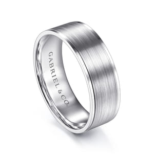 Michael - 14K White Gold 7mm - Men's Wedding Band in Satin Finish