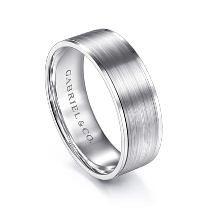 Michael - 14K White Gold 7mm - Men's Wedding Band in Satin Finish
