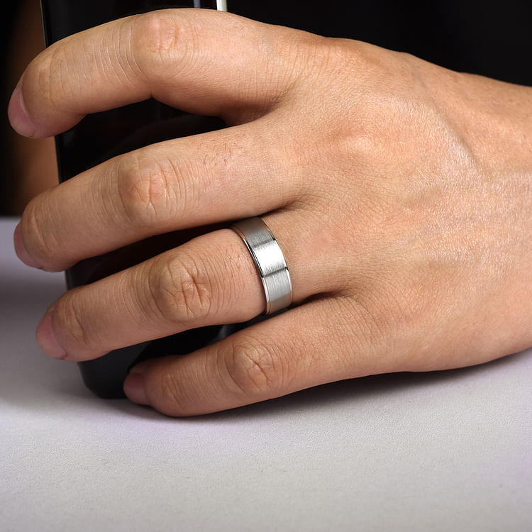 Michael - 14K White Gold 7mm - Men's Wedding Band in Satin Finish
