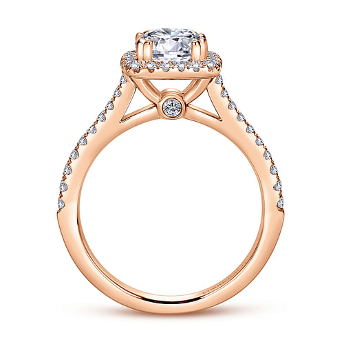 Michaela - 14K Rose Gold Cushion Halo Round Diamond Engagement Ring - 0.37 ct - Shot 2