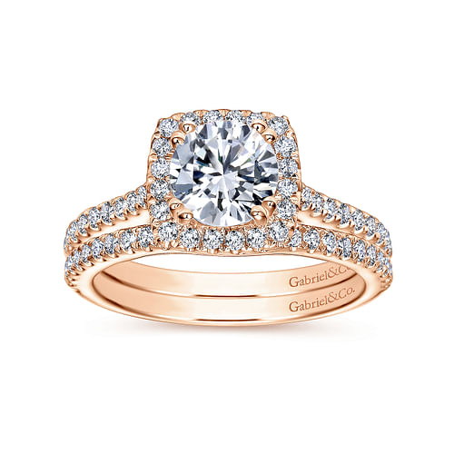 Michaela - 14K Rose Gold Cushion Halo Round Diamond Engagement Ring - 0.37 ct - Shot 4