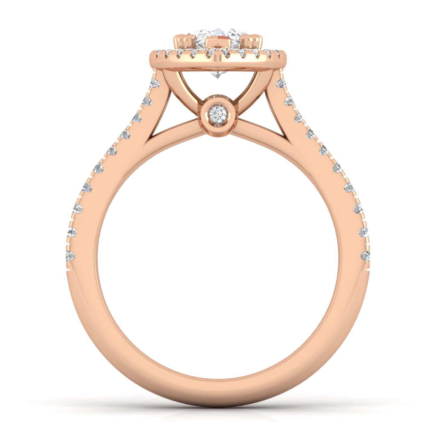 Michaela - 14K Rose Gold Pear Shape Halo Diamond Engagement Ring - 0.41 ct - Shot 2