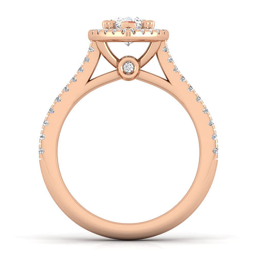 Michaela - 14K Rose Gold Pear Shape Halo Diamond Engagement Ring - 0.41 ct - Shot 2