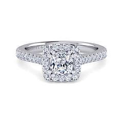 Michaela - 14K White Gold Cushion Halo Diamond Engagement Ring