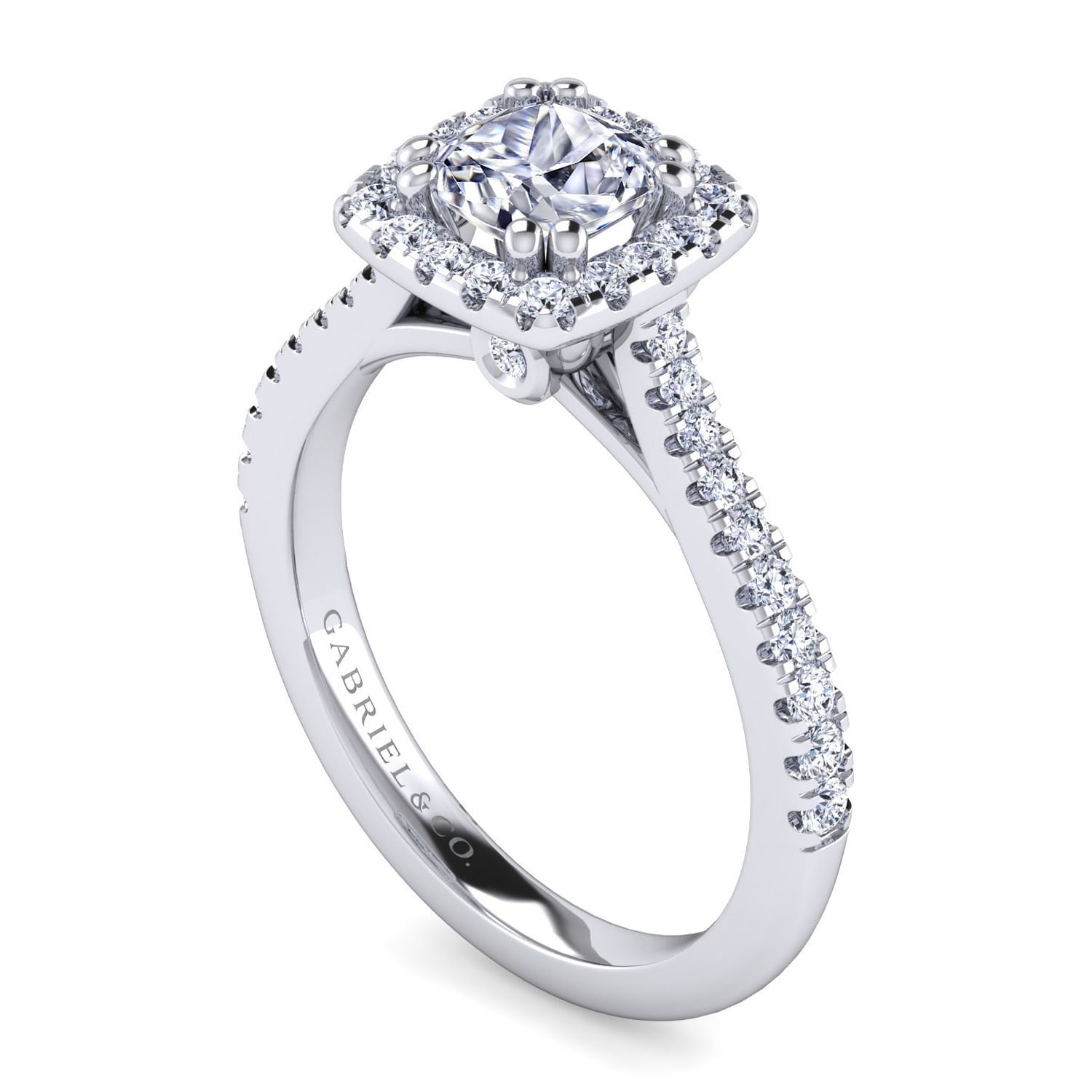 Michaela - 14K White Gold Cushion Halo Diamond Engagement Ring - 0.41 ct - Shot 3