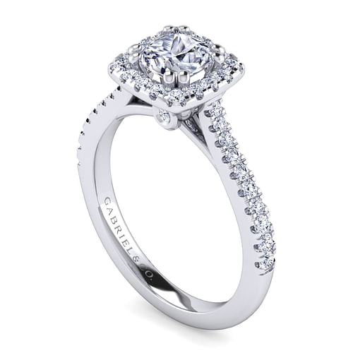 Michaela - 14K White Gold Cushion Halo Diamond Engagement Ring - 0.41 ct - Shot 3