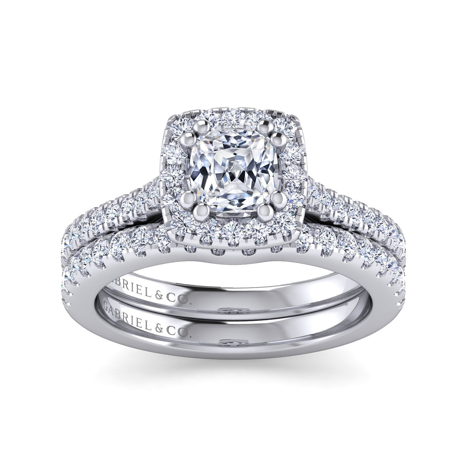 Michaela - 14K White Gold Cushion Halo Diamond Engagement Ring - 0.41 ct - Shot 4