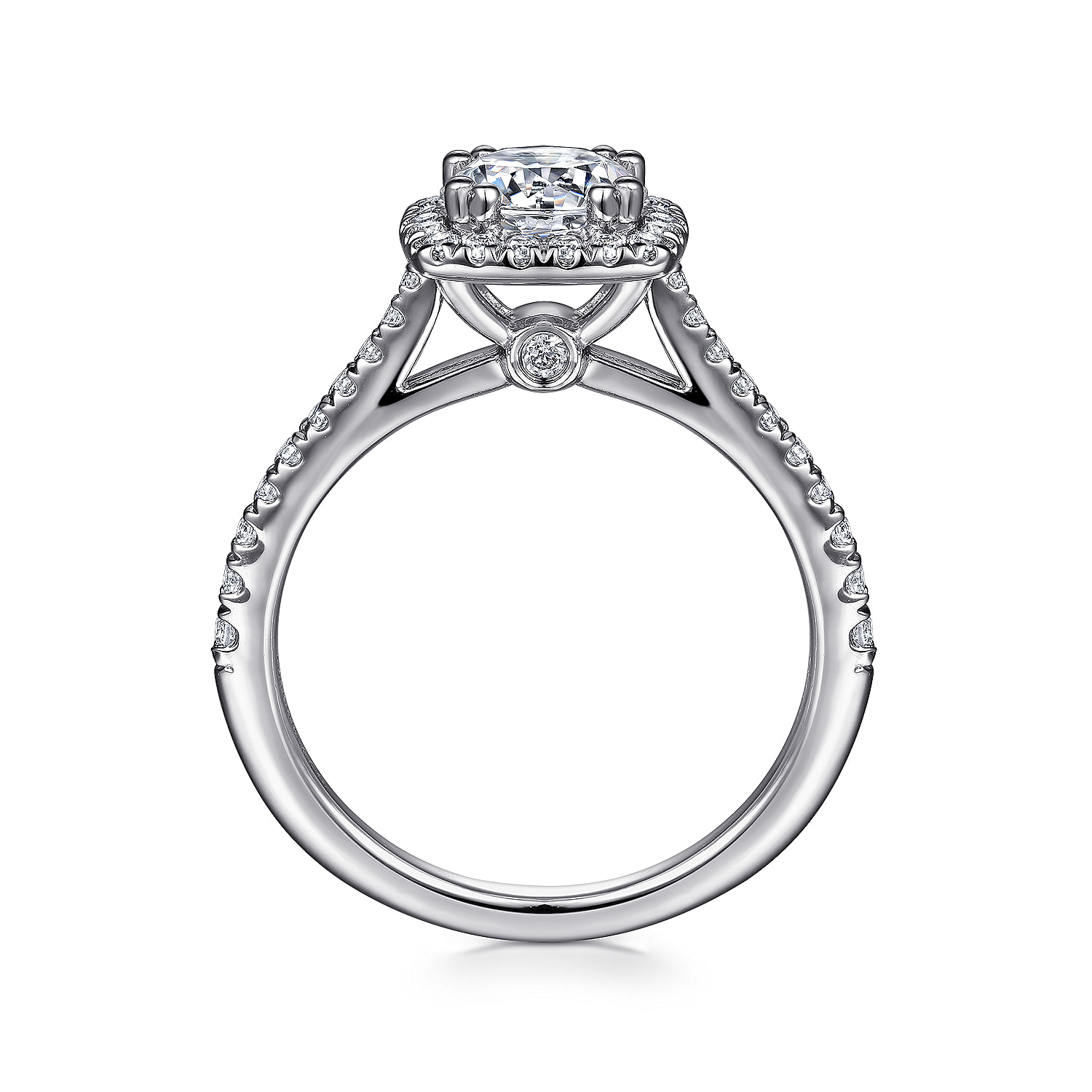 Michaela - 14K White Gold Cushion Halo Round Diamond Engagement Ring - 0.37 ct - Shot 2