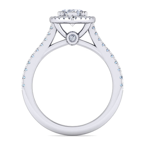 Michaela - 14K White Gold Pear Shape Halo Diamond Engagement Ring - 0.41 ct - Shot 2