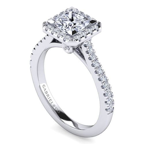 Michaela - 14K White Gold Princess Halo Diamond Engagement Ring - 0.41 ct - Shot 3