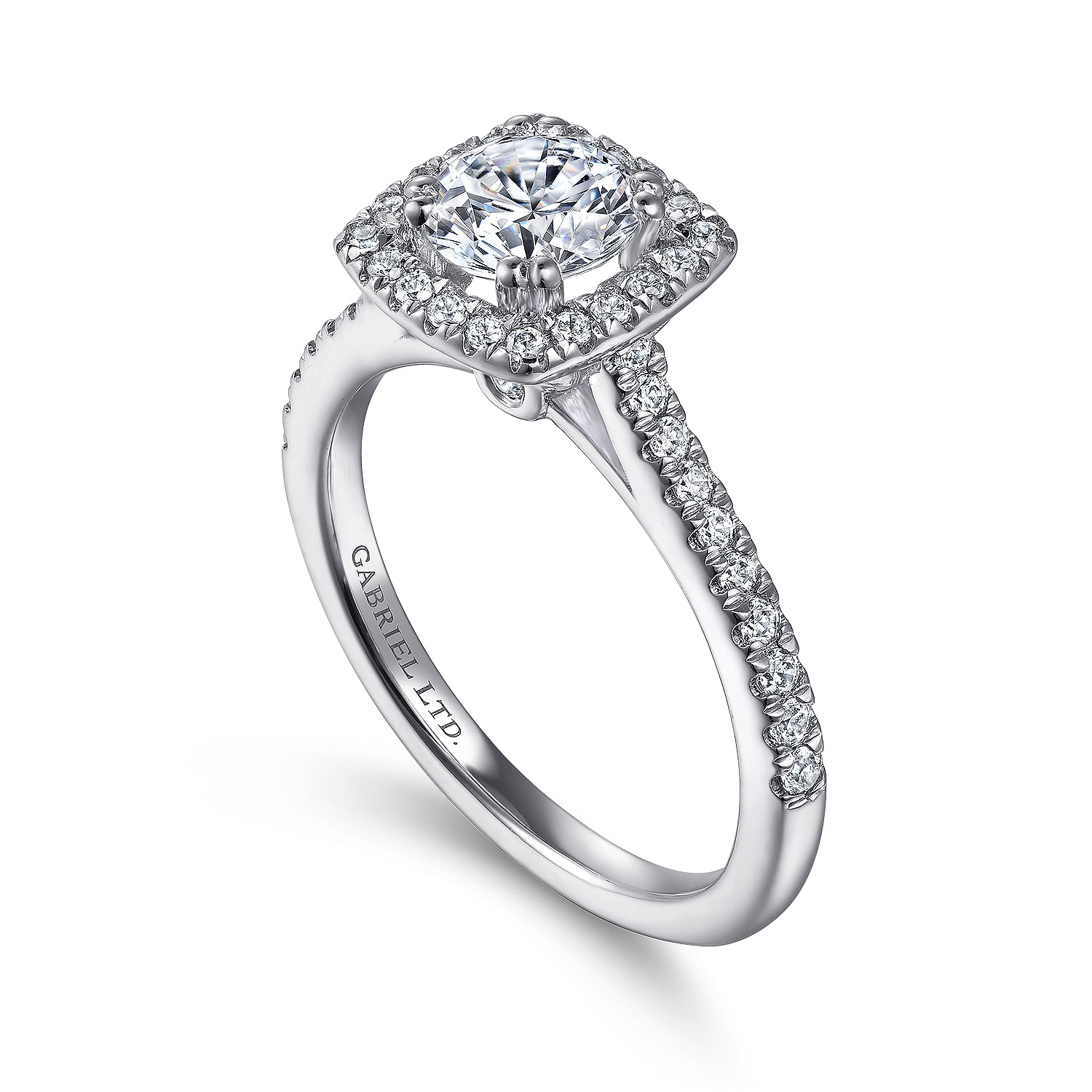 Michaela - 14K White Gold Round Halo Diamond Engagement Ring - 0.32 ct - Shot 3