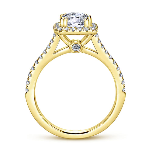 Michaela - 14K Yellow Gold Cushion Halo Round Diamond Engagement Ring - 0.37 ct - Shot 2