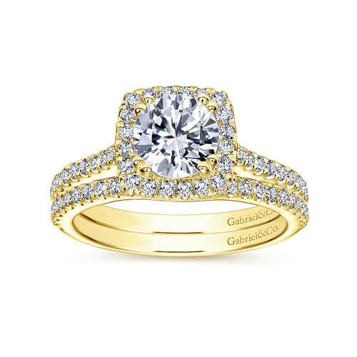 Michaela - 14K Yellow Gold Cushion Halo Round Diamond Engagement Ring - 0.37 ct - Shot 4