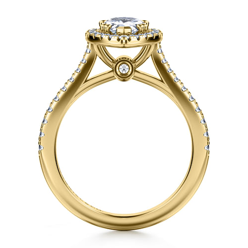 Michaela - 14K Yellow Gold Pear Shape Halo Diamond Engagement Ring - 0.41 ct - Shot 2
