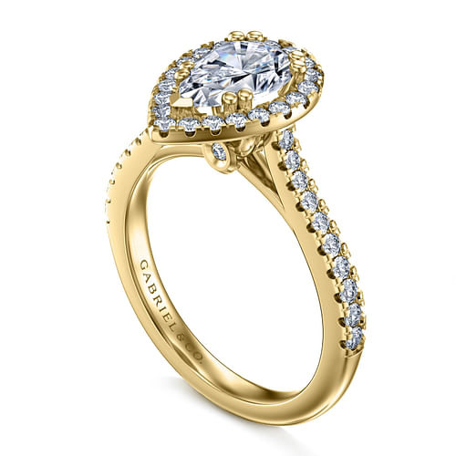 Michaela - 14K Yellow Gold Pear Shape Halo Diamond Engagement Ring - 0.41 ct - Shot 3