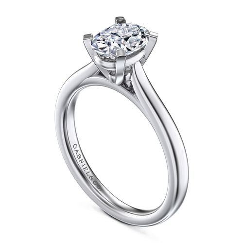 Michelle - 14K White Gold Oval Diamond Engagement Ring - Shot 3