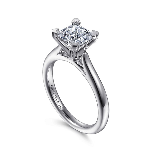 Michelle - 14K White Gold Princess Cut Diamond Engagement Ring - Shot 3