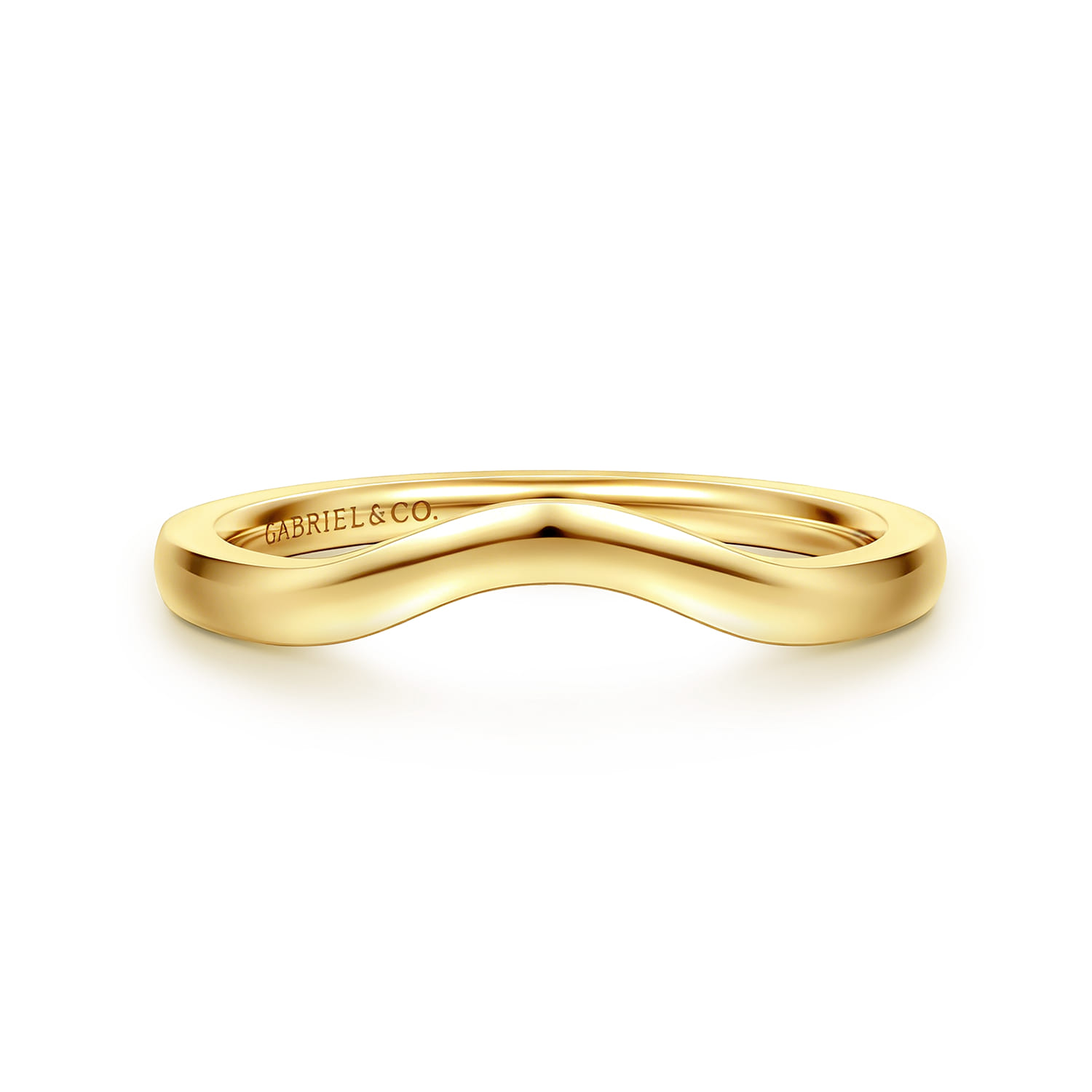 Curved Wedding Ring in 14k Yellow Gold with   at Gabriel & Co. - Shot 1