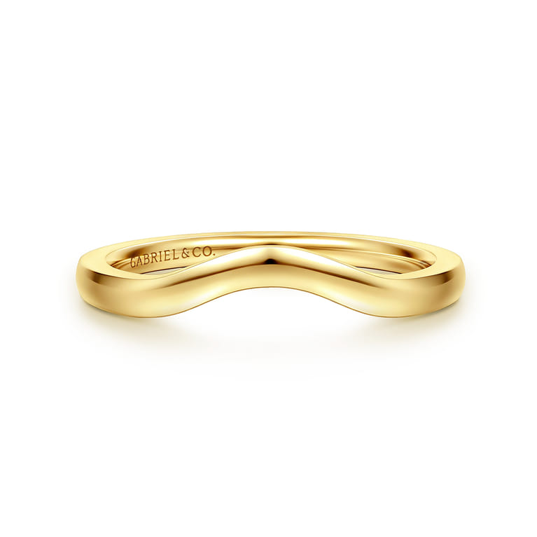 Curved Wedding Ring in 14k Yellow Gold with   at Gabriel & Co. - Shot 1