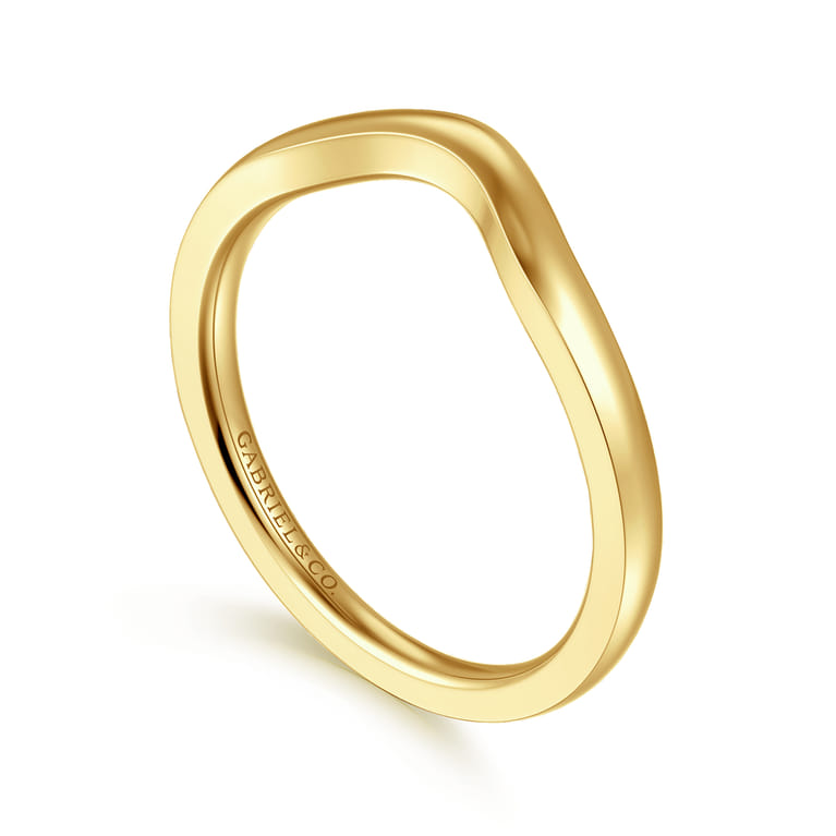 Curved Wedding Ring in 14k Yellow Gold with   at Gabriel & Co. - Shot 3