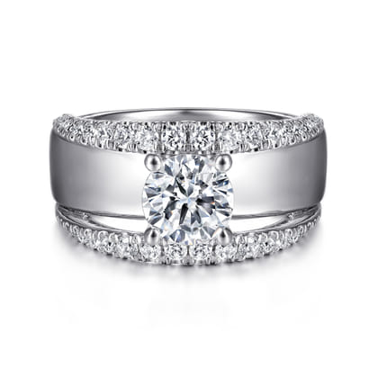 Milene - 14K White Gold Round Diamond Engagement Ring